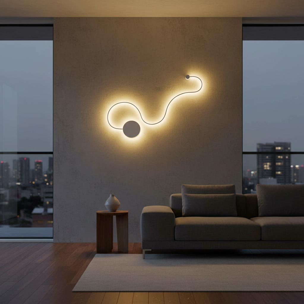 Applique murale LED 20W CCT à 3 niveaux, blanche, en forme de serpent incurvé, style moderne, pour chambre ou salon. - 7