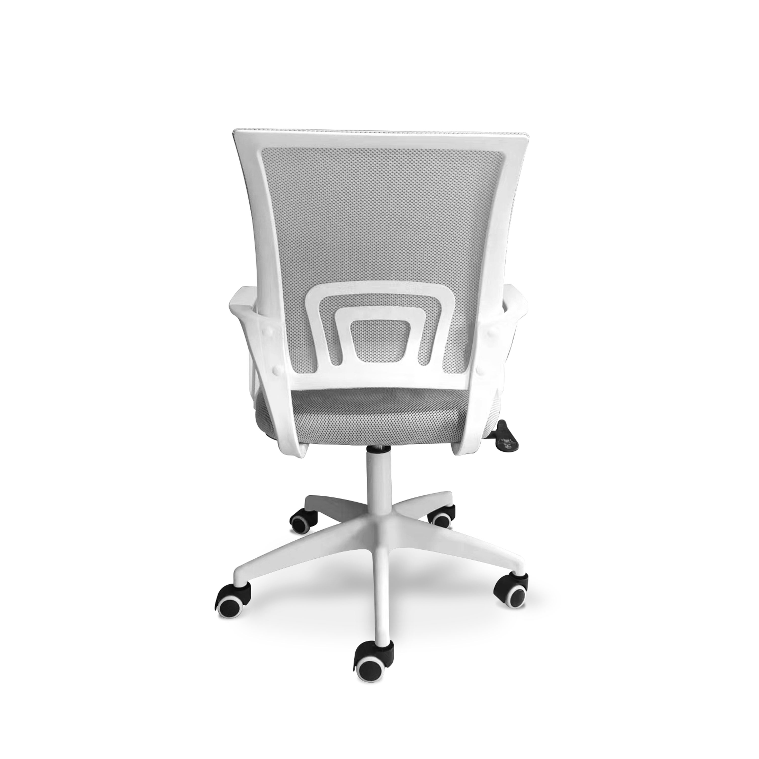 Lara - Sedia da ufficio ergonomica ad altezza regolabile con ruote girevoli - colore bianco e grigio - 4
