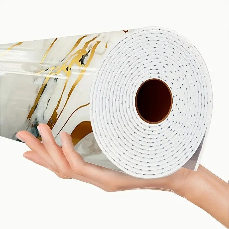 Papier peint auto-adhésif en marbre, panneau mural en vinyle texturé brillant, imperméable et durable, décoration murale de fond TV, 0,6*3 mètres - 8