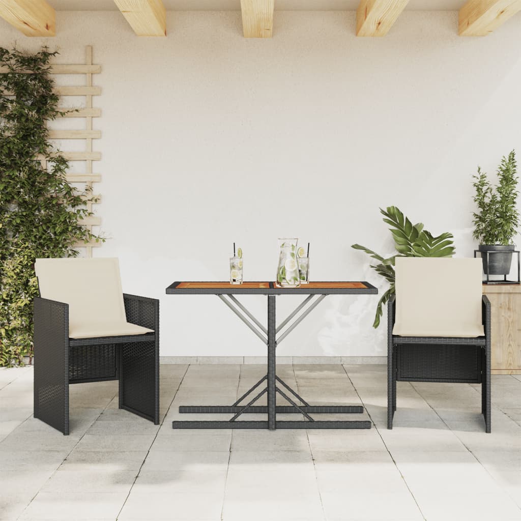 3-cz. zestaw mebli bistro z poduszkami, czarny, polirattan vidaXL