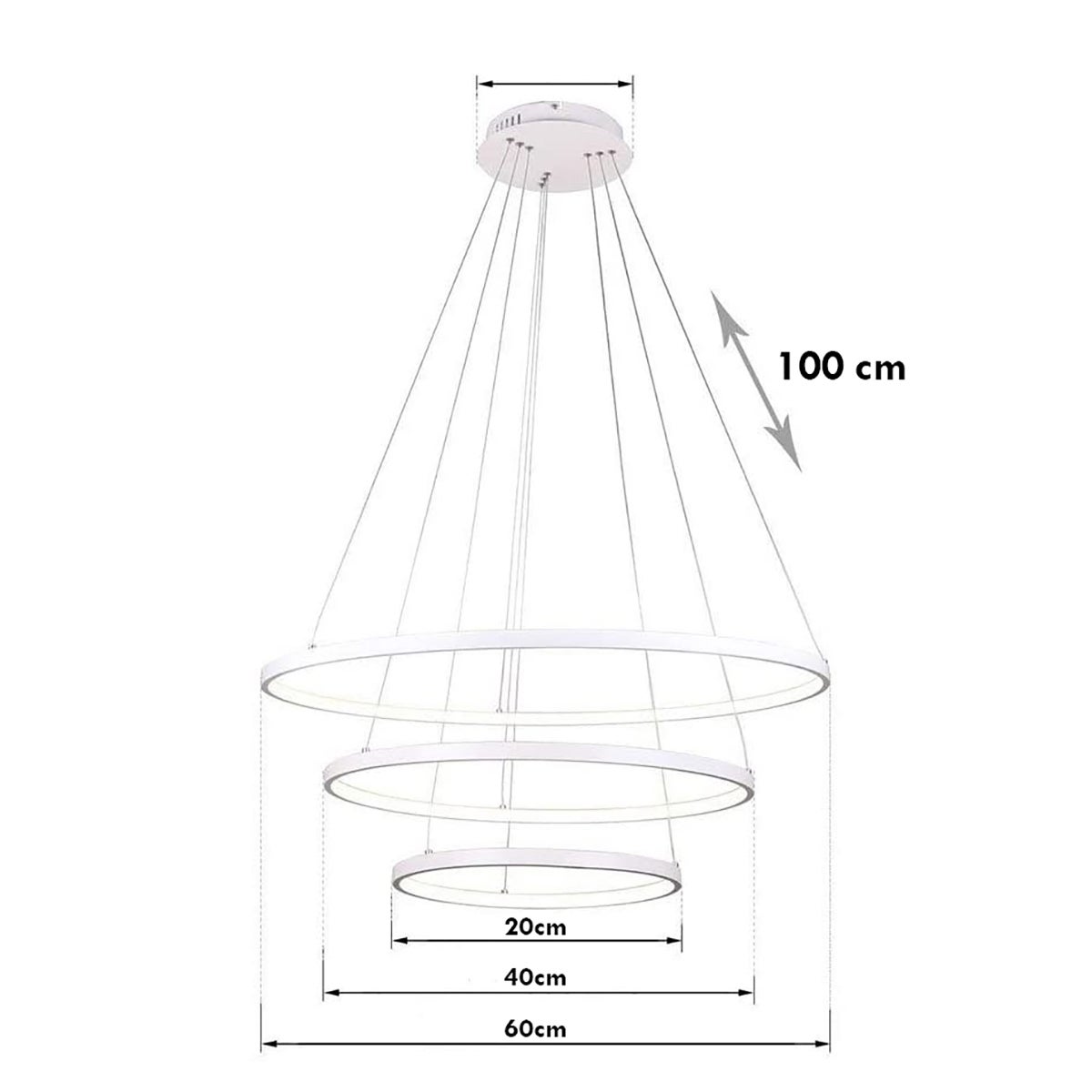 Lustre suspendu circulaire moderne LED 51W, lampe à suspension 3 étapes CCT, 3 anneaux, table, salon, chambre à coucher, salon, cuisine, 230V - 6