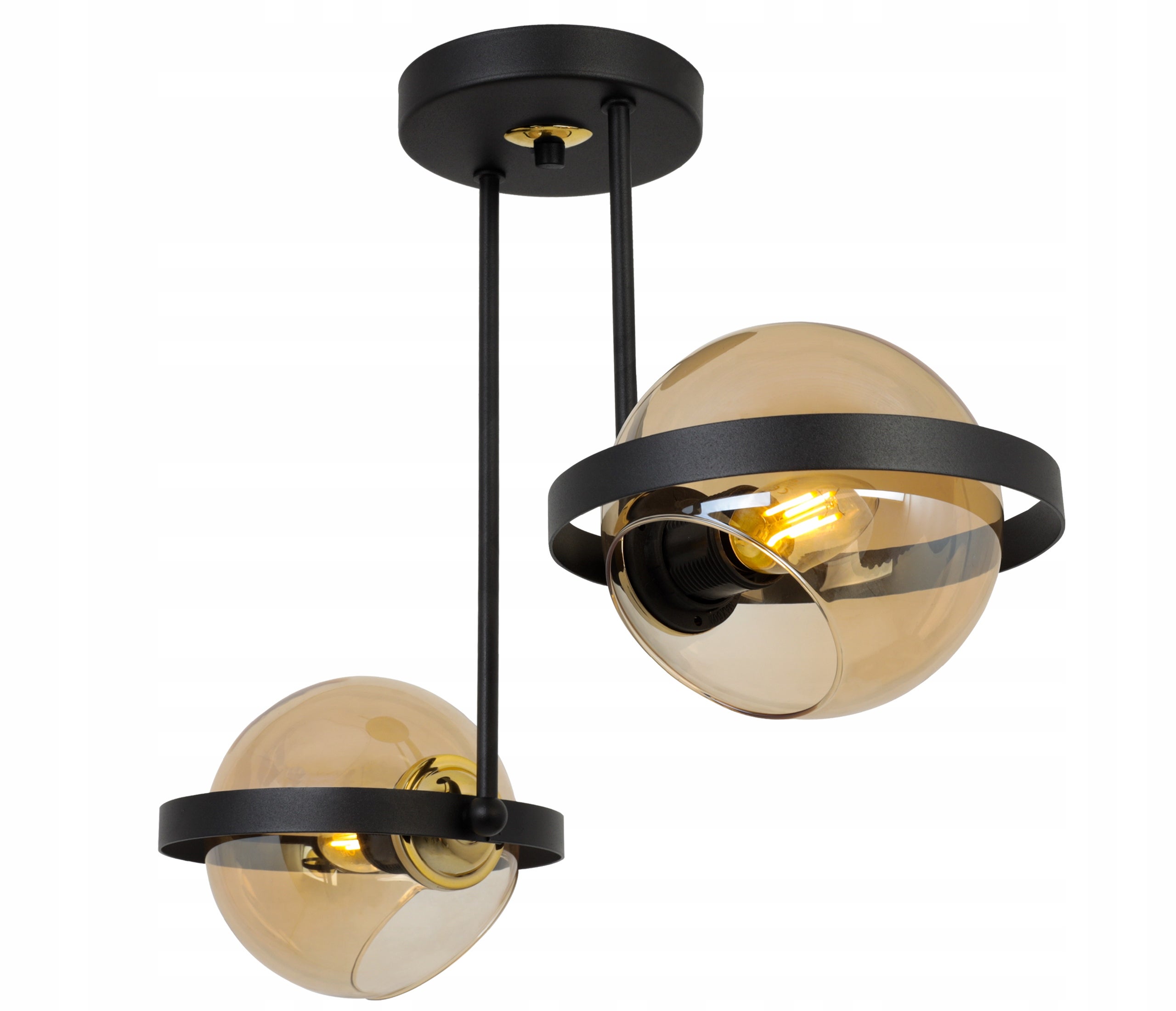 Lampa sufitowa wisząca LED modern 2xE27 klosz okrągły czarny/miodowy Light Home LH