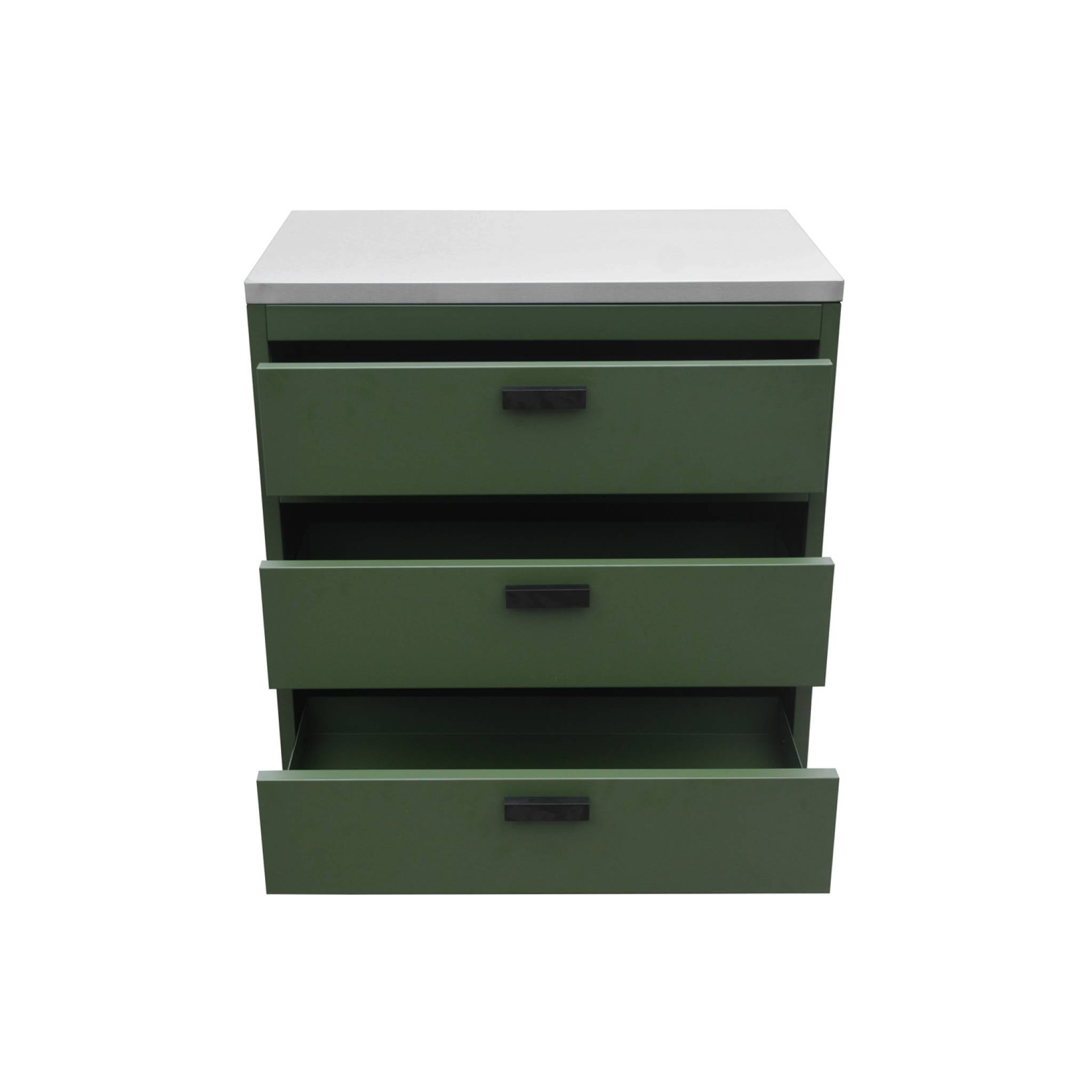 Cozinha externa em aço com 3 gavetas, 80cm, Naxos, Verde, 80x51x87.5 cm - 7
