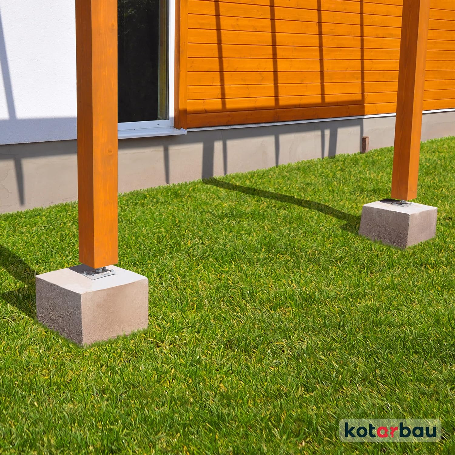 Lote de 2 soportes para poste para atornillar 80x80x250 mm en acero galvanizado - 2x Pie de poste - KOTARBAU - 5