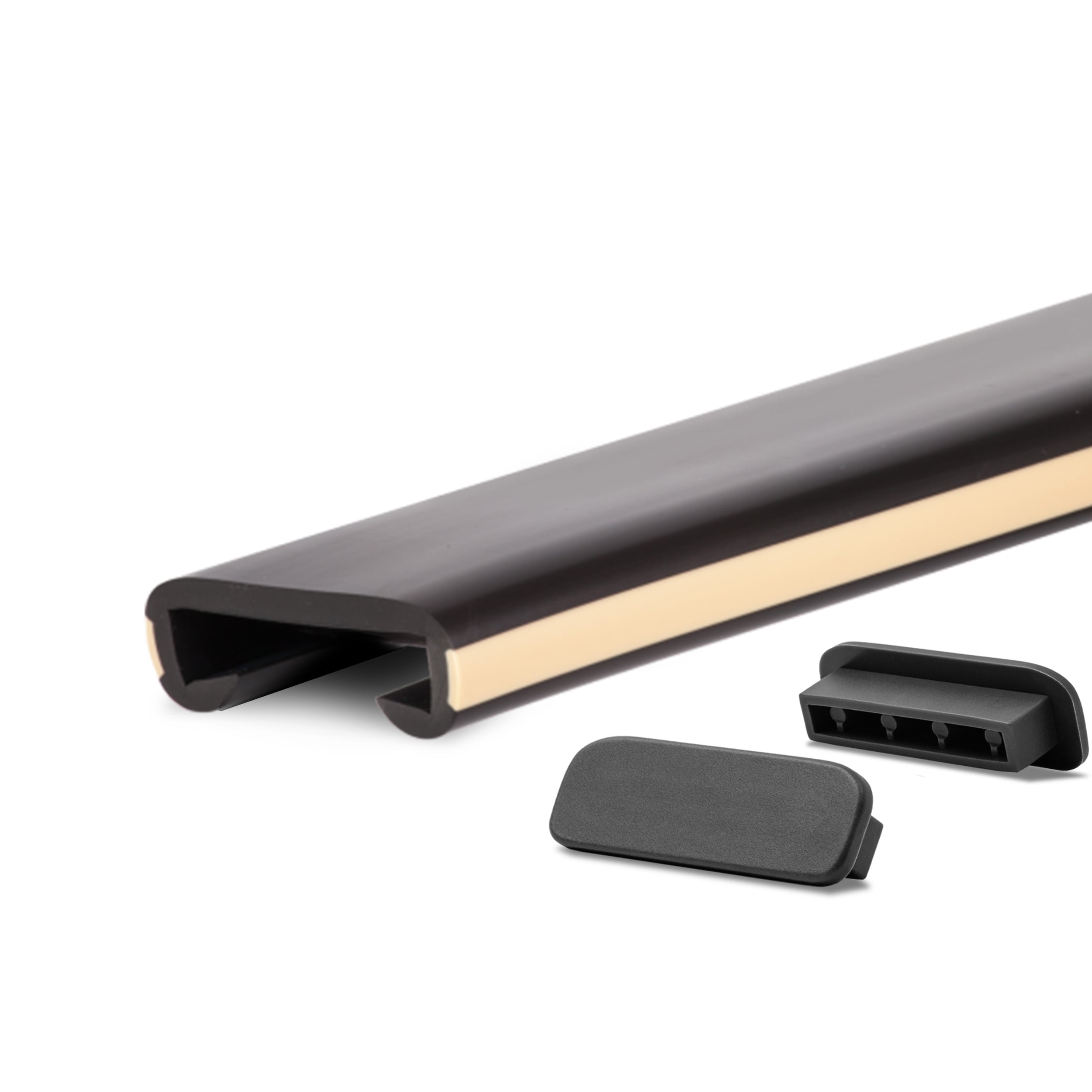 Poręcz schodowa PVC LUX 40x8 mm - antypoślizgowa nakładka na poręcz - 100 cm, czarno-kremowa