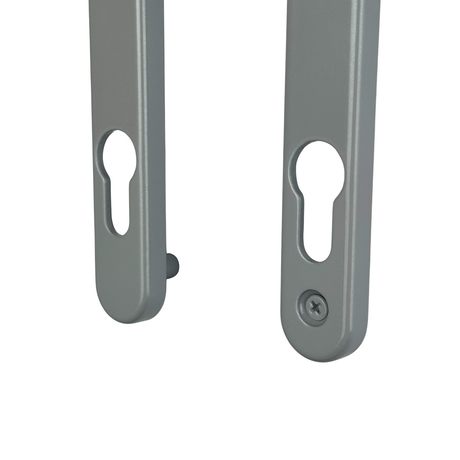 2 poignées de porte d'entrée sur plaque étroite Baltic, Euro norme 8-92, Aluminium gris entraxe 195 mm - 7