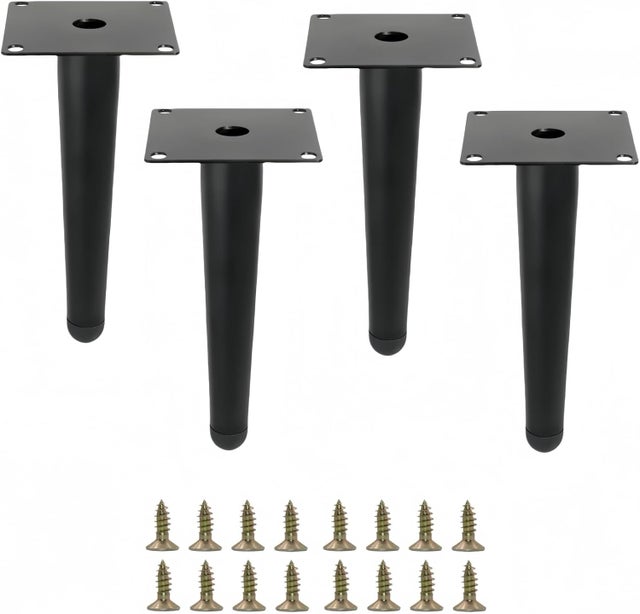 Nogi meblowe metalowe czarne (czarne, 20 cm)