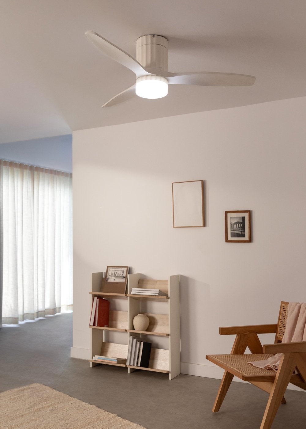 CREATE - WIND CALM LINE - Wentylator sufitowy 40W cichy Ø132 cm 100% drewna -