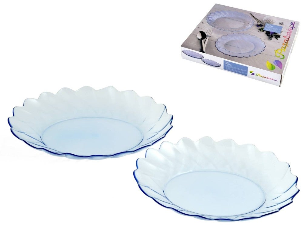 Paquete de platos para servir de vidrio azul Marca Pasabahce
