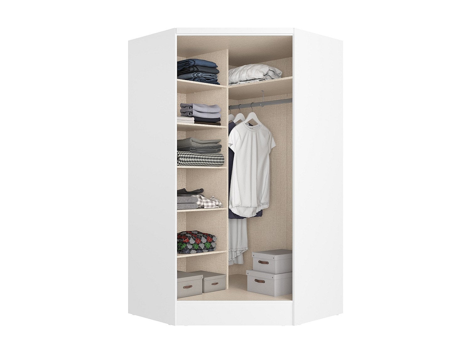 Armadio angolare 2 ante L101 cm Bianco - AURALI - 4