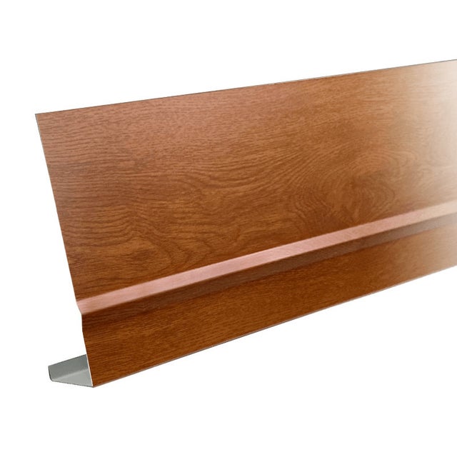 Habillage de bandeau de rive chêne doré en aluminium pointe de diamant L.3 m, hauteur 140mm, ALUHOME