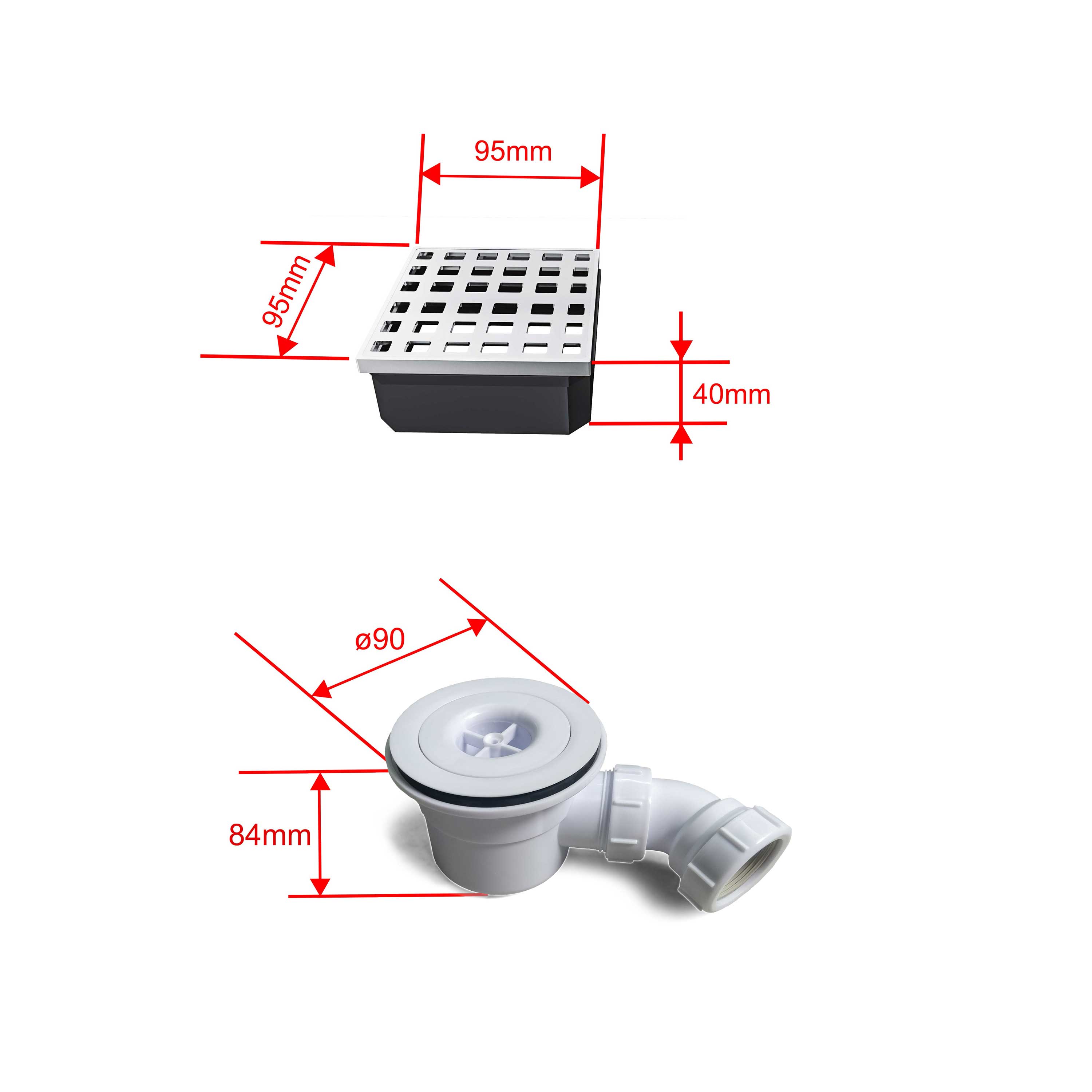 Pack de 1 receveur de douche prêt à carreler - 160x80x4 cm - Avec kit de bonde complet - En polystyrène extrudé, recoupable sur mesure, rectangulaire - 4