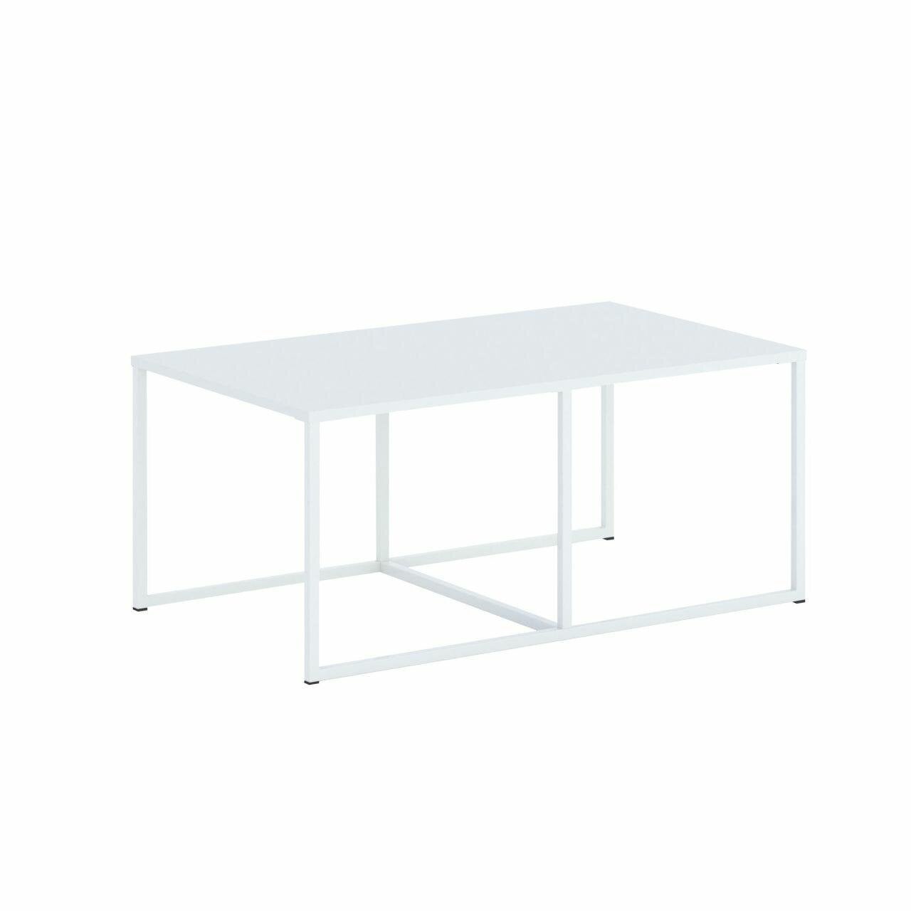 Stolik kawowy prostokątny MAXWELL INTESI biały nowoczesny na metalowych płozach 102x67 cm 1 szt.