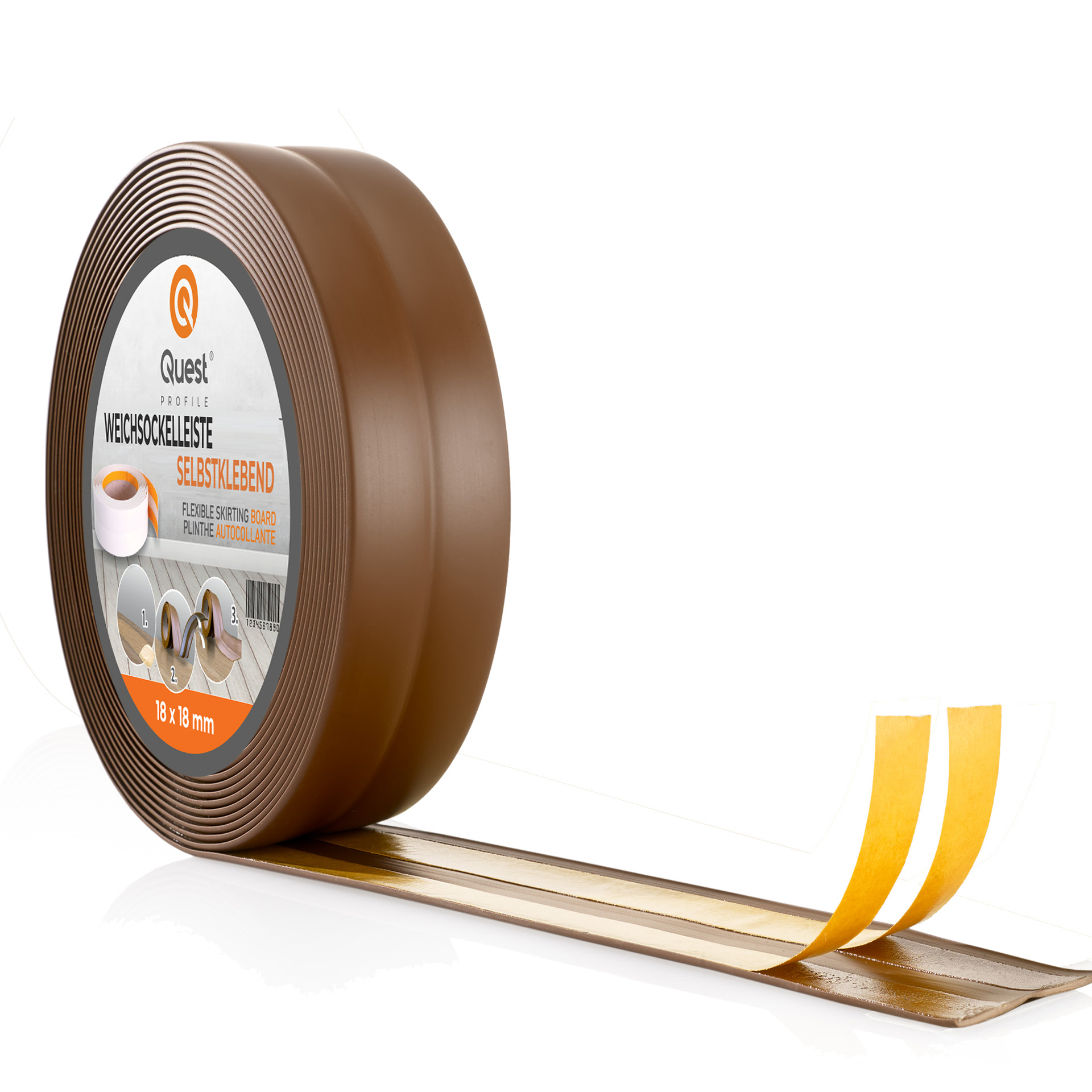 Quest banda de montaje y acabado pvc 15x15mm, 20m, autoadhesiva, bronze