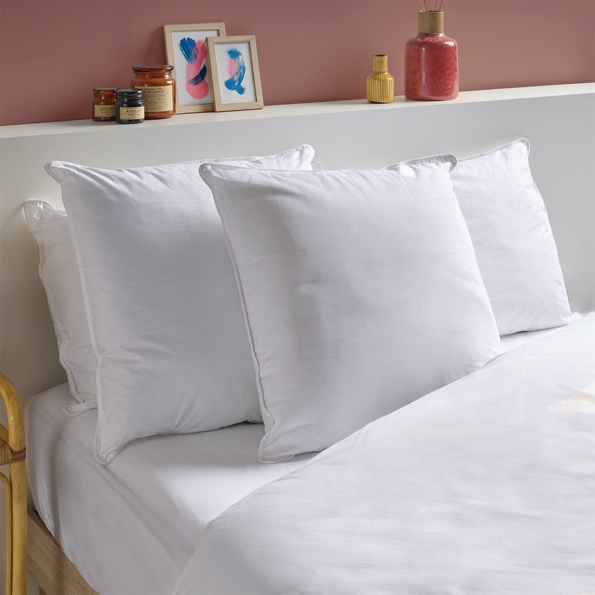 Lot de 2 Oreillers Mémoire de forme Mixte Anti-acariens - Confort réglable - 60x60cm - 2