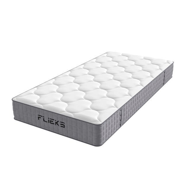 Materac kieszeniowy 7-strefowy - 90 x 200 x 25 cm - Twardość H3, 403 sprężyny, oddychająca zimna pianka - Pokrowiec poliestrowy, 4 uchwyty - Biały