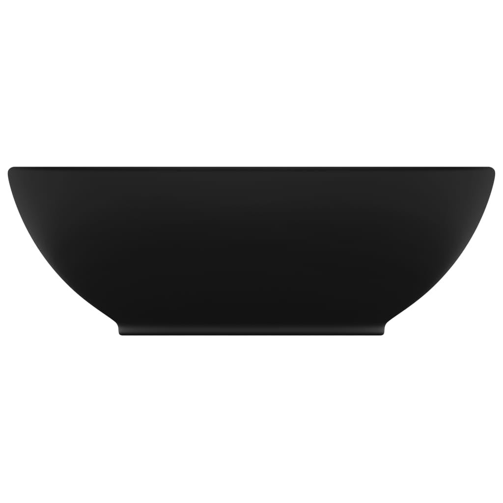 Lavabo ovale di lusso da appoggio WC lavabo bagno stanza cosmetica interno casa 40 x 33 cm ceramica nera 02_0002673 - 2