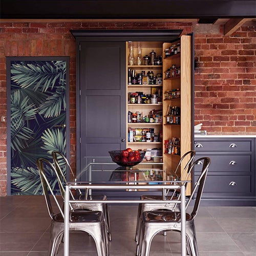 Pegatina de puerta, pegatina adhesiva decorativa para puertas y armarios modelo de jungla oscura, 204 cm x 83 cm