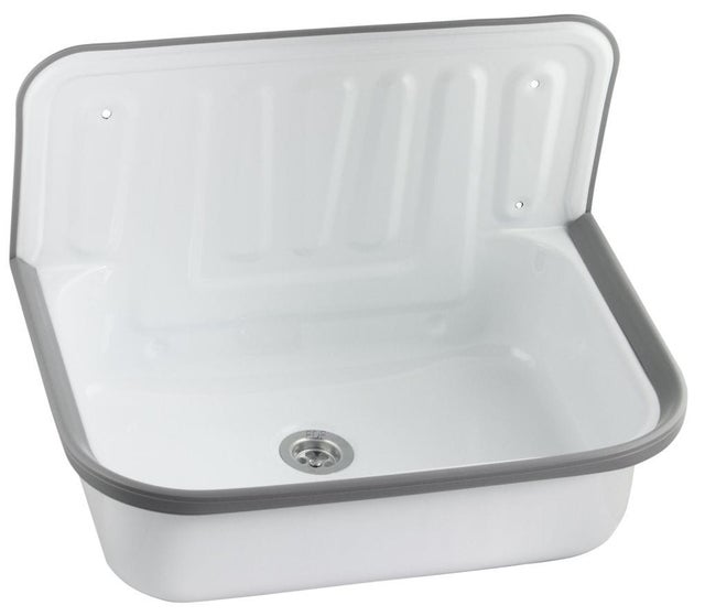 Zlew gospodarczy 51x33x37cm stalowy emaliowany na biało, montaż naścienny