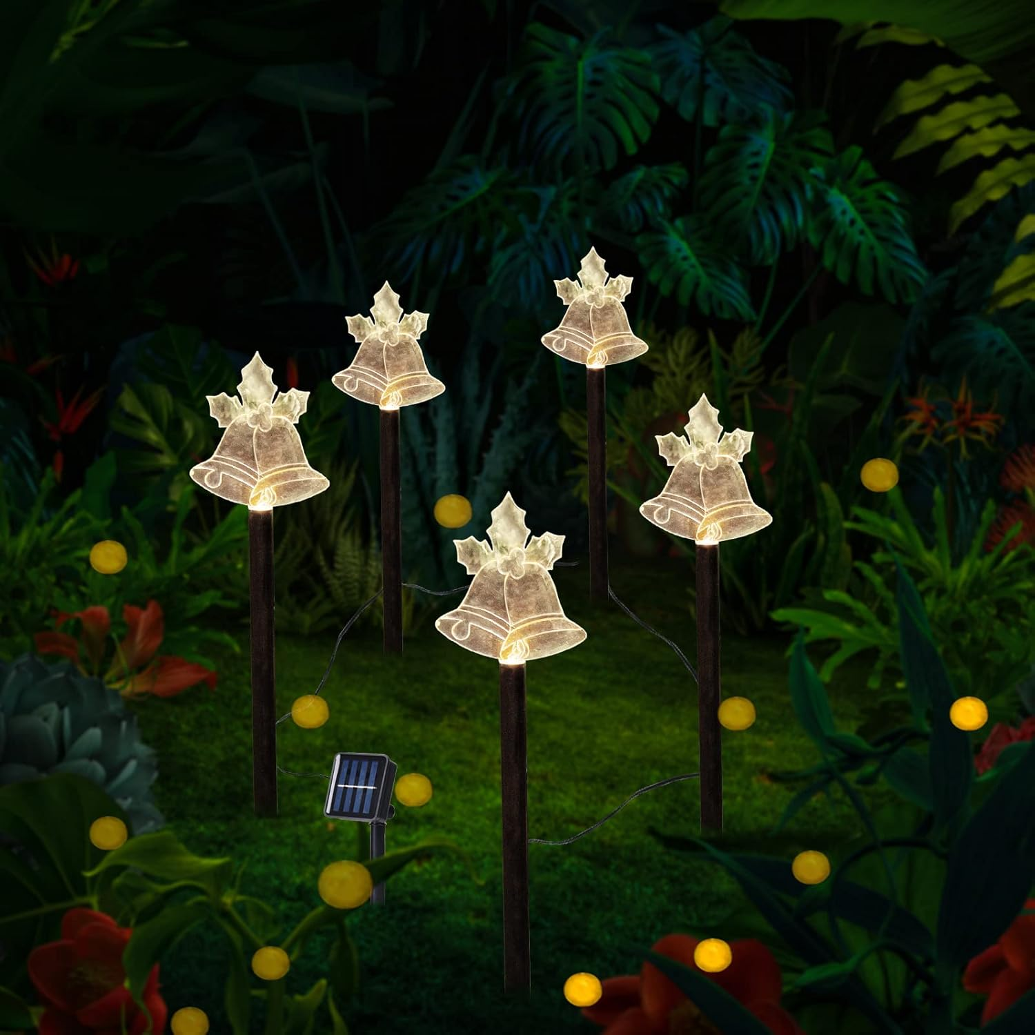 Guirlandes Solaires Sur Piquets – Lot De 6, étanches IP44, Hauteur 47 Cm, Pour Jardin, Allée, Noël Et Halloween