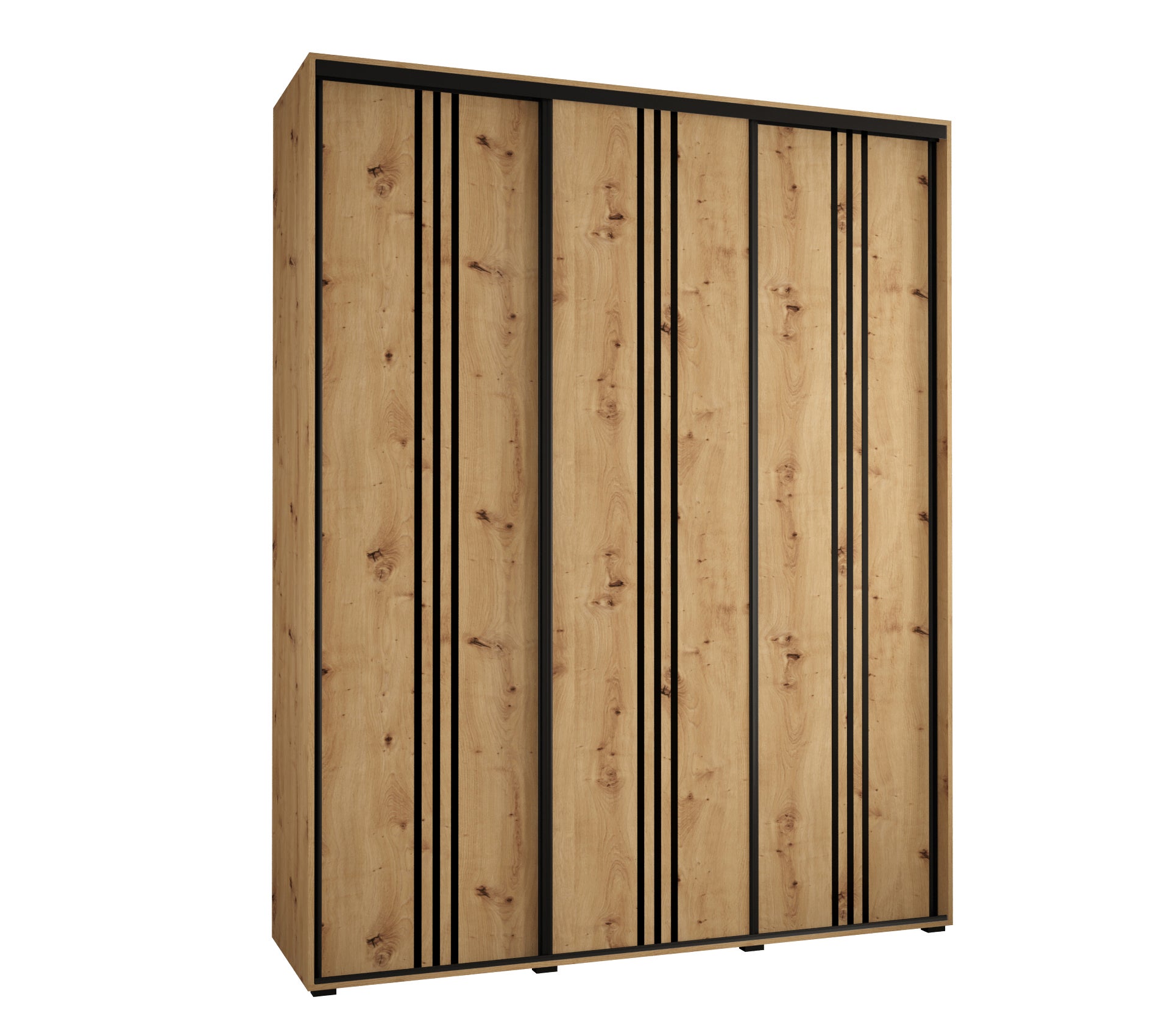 Szafa przesuwna wysoka Davos 6 190 x 45 x 235,2 cm artisan + artisan + u. czarny - Abiks Meble