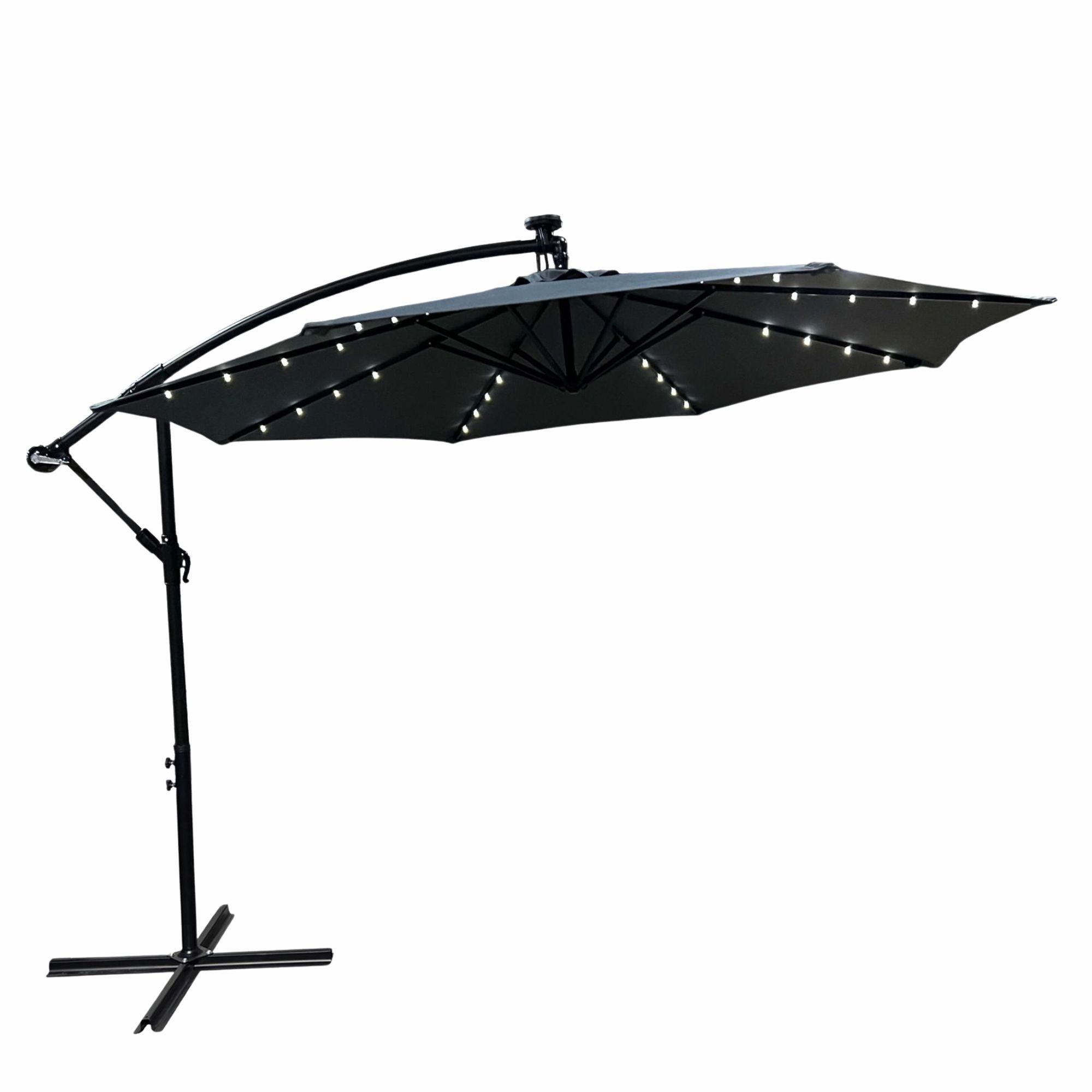 Parasol ogrodowy MILIN ciemnoszary z oświetleniem LED Waga 12,7 kg Wymiary 300x300x245 cm