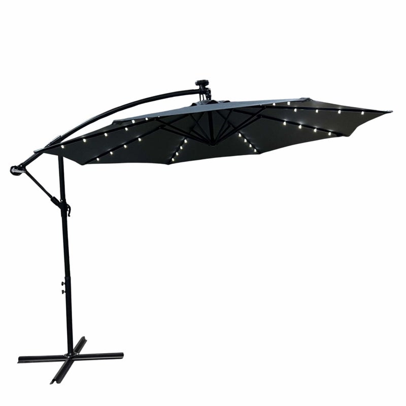 Parasol ogrodowy MILIN ciemnoszary z oświetleniem LED Waga 12,7 kg Wymiary 300x300x245 cm