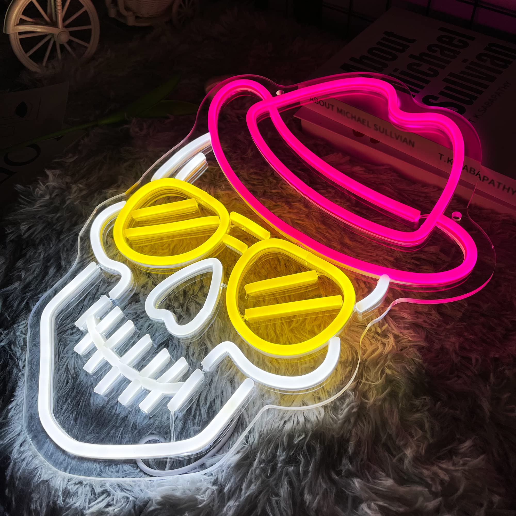 Calavera - Insegna al neon a LED, Decorazione da parete, Insegna da parete, Luci al neon, Teschio messicano, Regalo di Natale - Italia