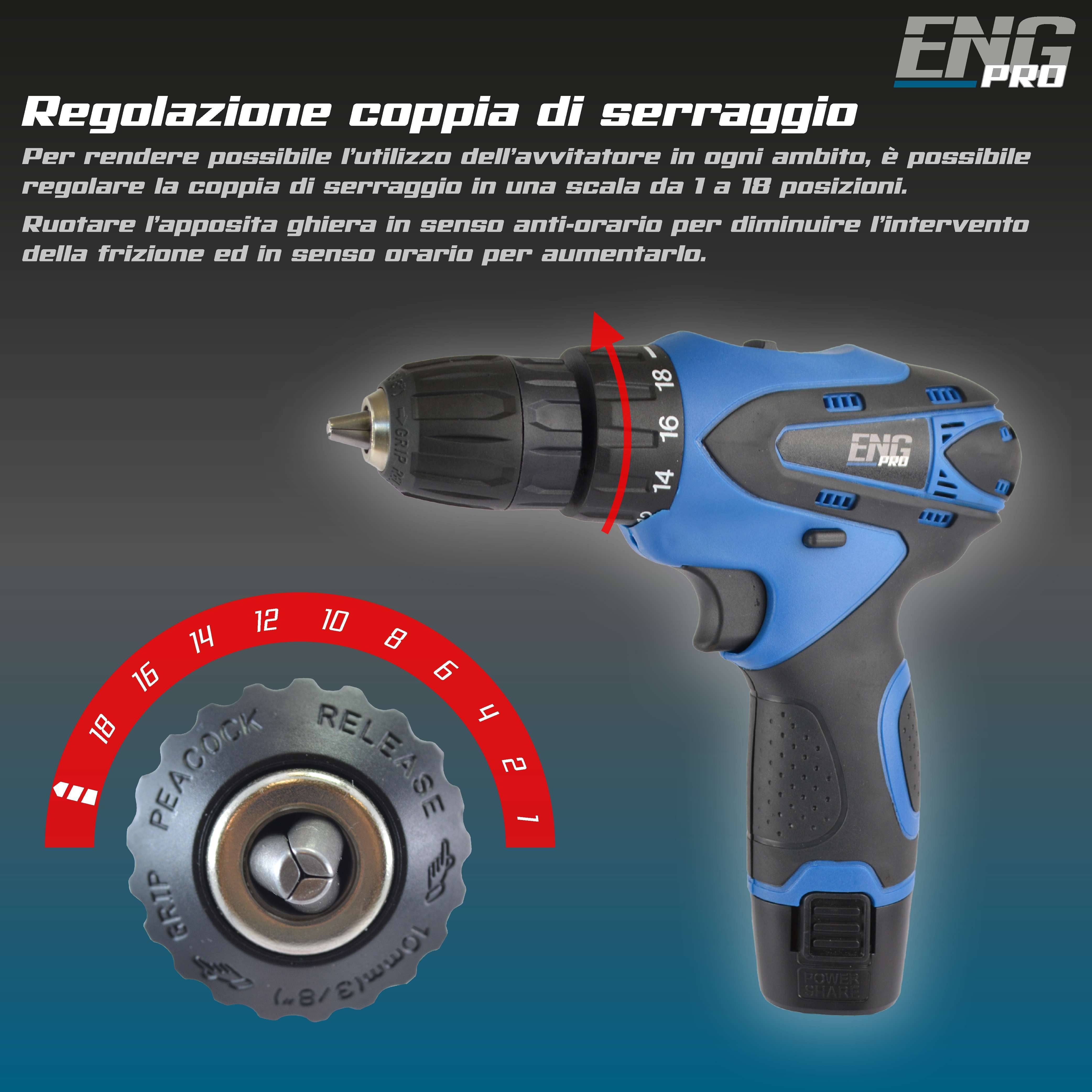 Trapano Avvitatore A Batteria 12v Valigetta 24 Accessori 2 Batterie E Caricatore - 3