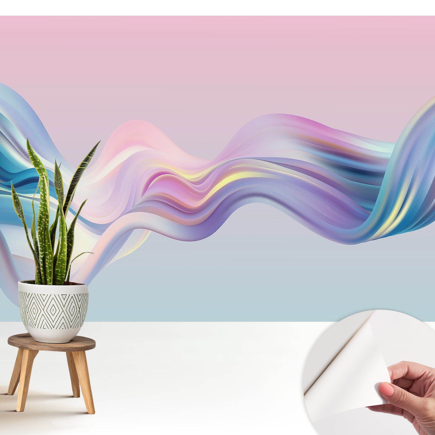 Tapeta samoprzylepna nowoczesna dekoracyjna elegancka stylowa trwała i łatwa w montażu 208x146 cm - Pastelowa abstrakcja fal TULUP