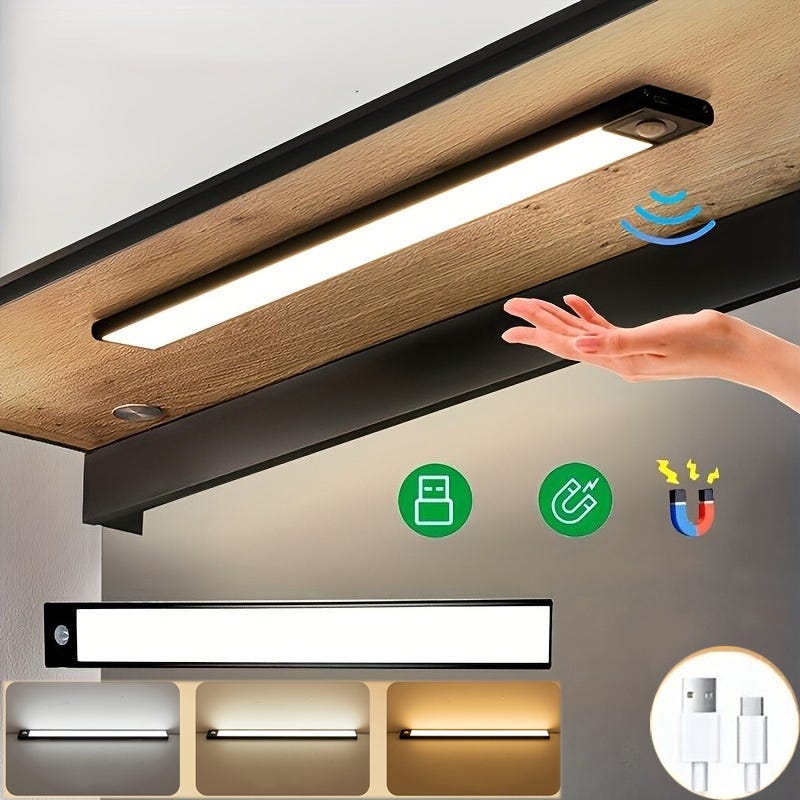 SEAFRONT Luce Notturna LED A Sensore 3000K - Magnetica Ricaricabile USB Per Armadio E Cassetti