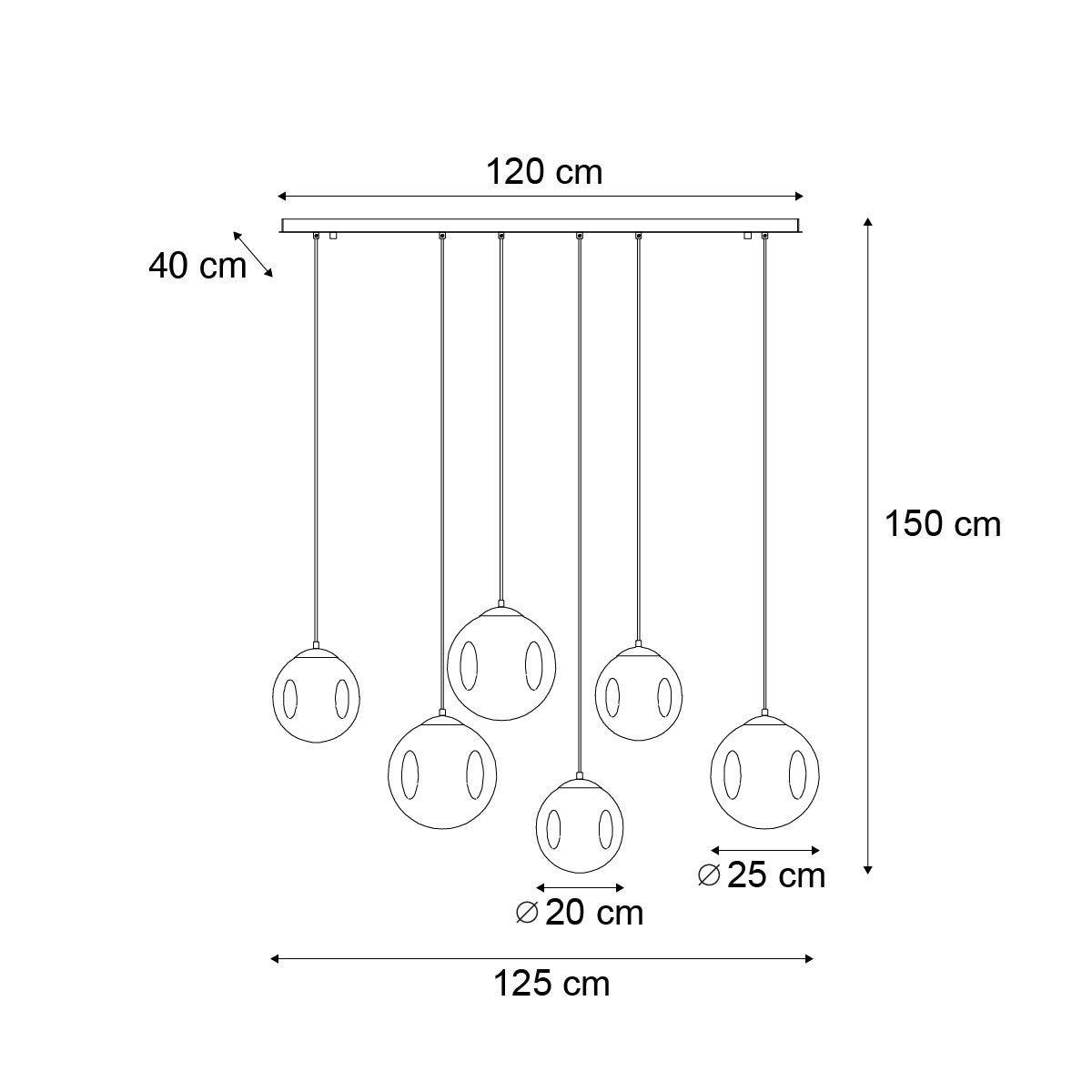 Qazqa art deco lampe suspendue pour table à manger - Douglass - doré/laiton, max. 15w, e27, à 6 lumières, 125cm, idéal pour la - 3