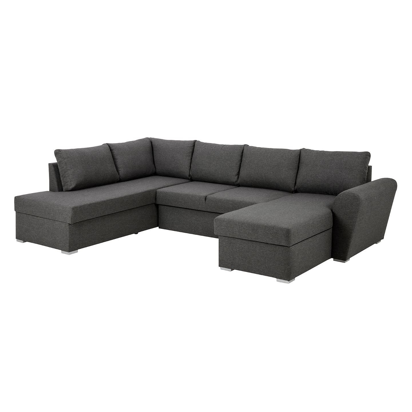 Stan sofa z funkcją spania narożna, prawy szezląg, szara.