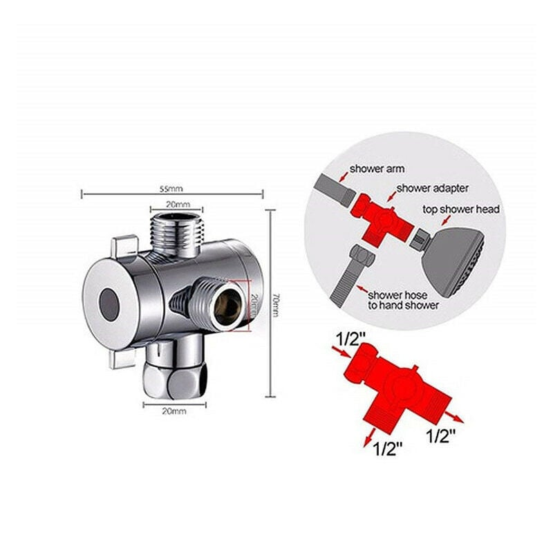 Rubinetto per doccia multifunzione, erogatore d'acqua ad apertura rapida a 3 vie, 4 punti, base da 1/2 litro pieno - 2