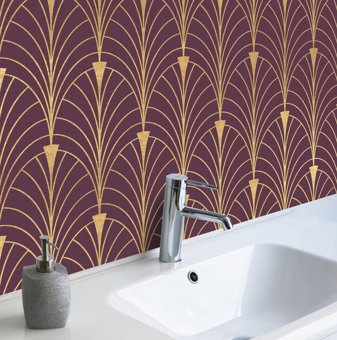 Adhésif décoratif pour meubles, armoires, murs, cuisine, salles de bain - décoration- Art-decó in purple and gold a 80x210 cm - 3