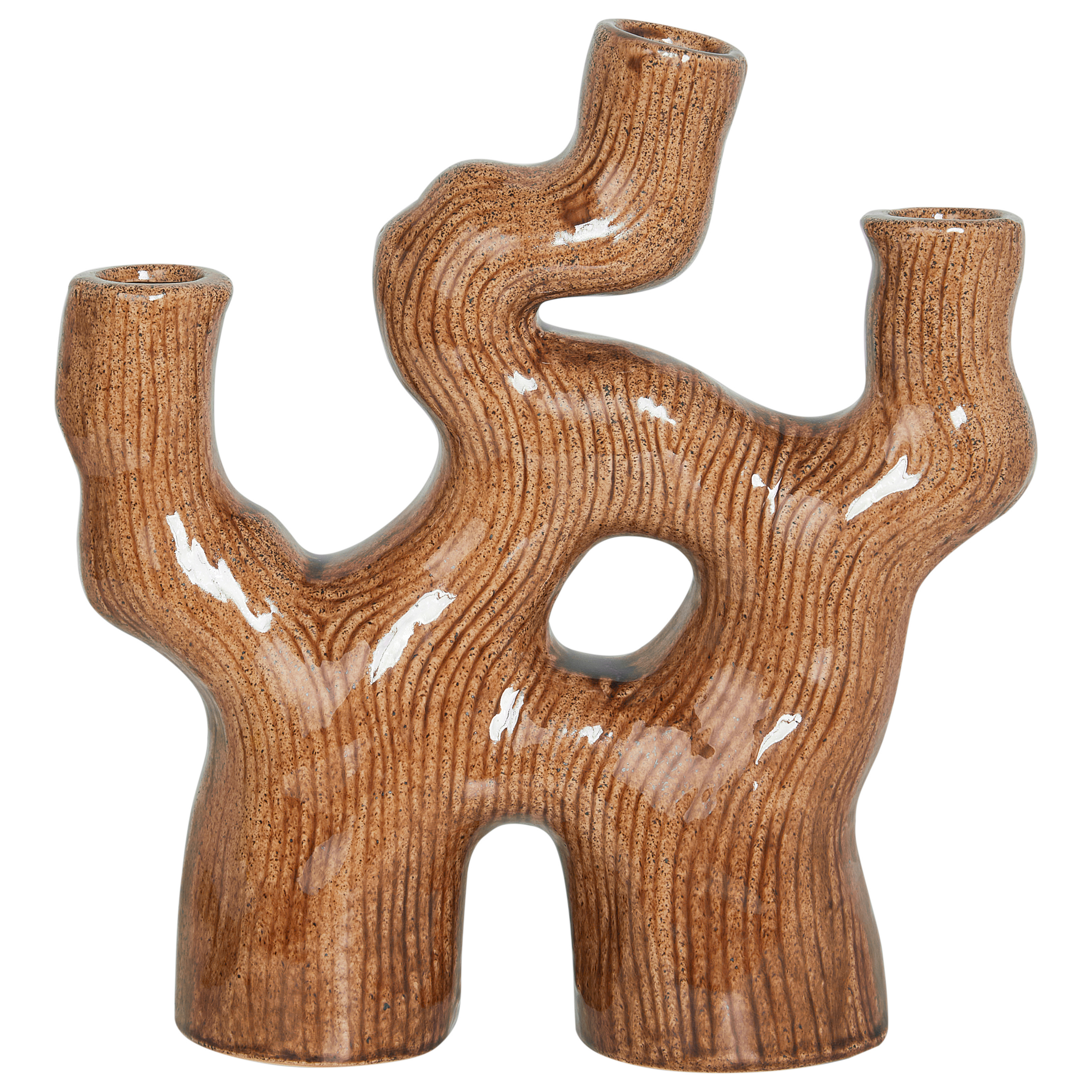 Vază pentru flori BARBUS Piatră ceramică 31 cm Maro