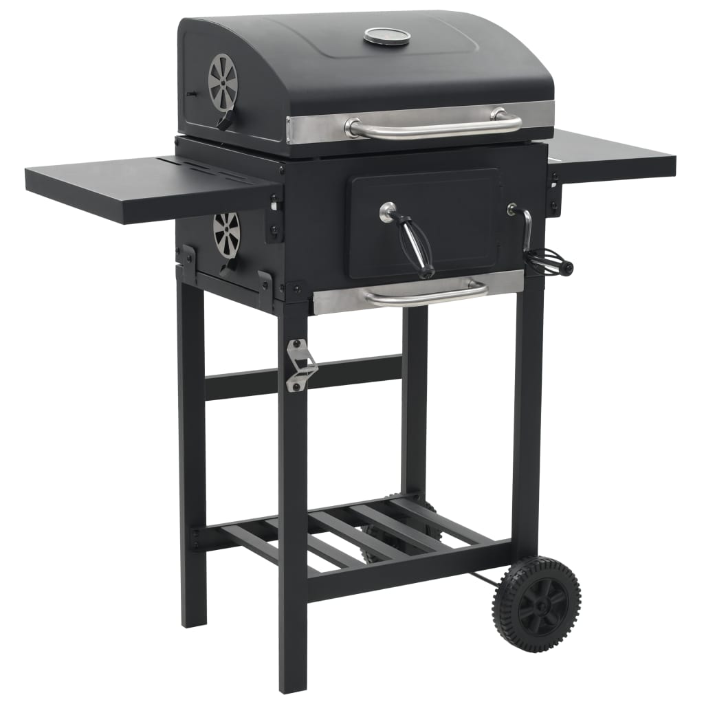 Gril De Barbecue Au Charbon De Bois Et Tag Re Inf Rieure Noir Leroy Merlin