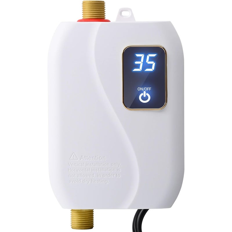 Podgrzewacz wody elektryczny przepływowy, mini podgrzewacz wody do kuchni i łazienki, biały