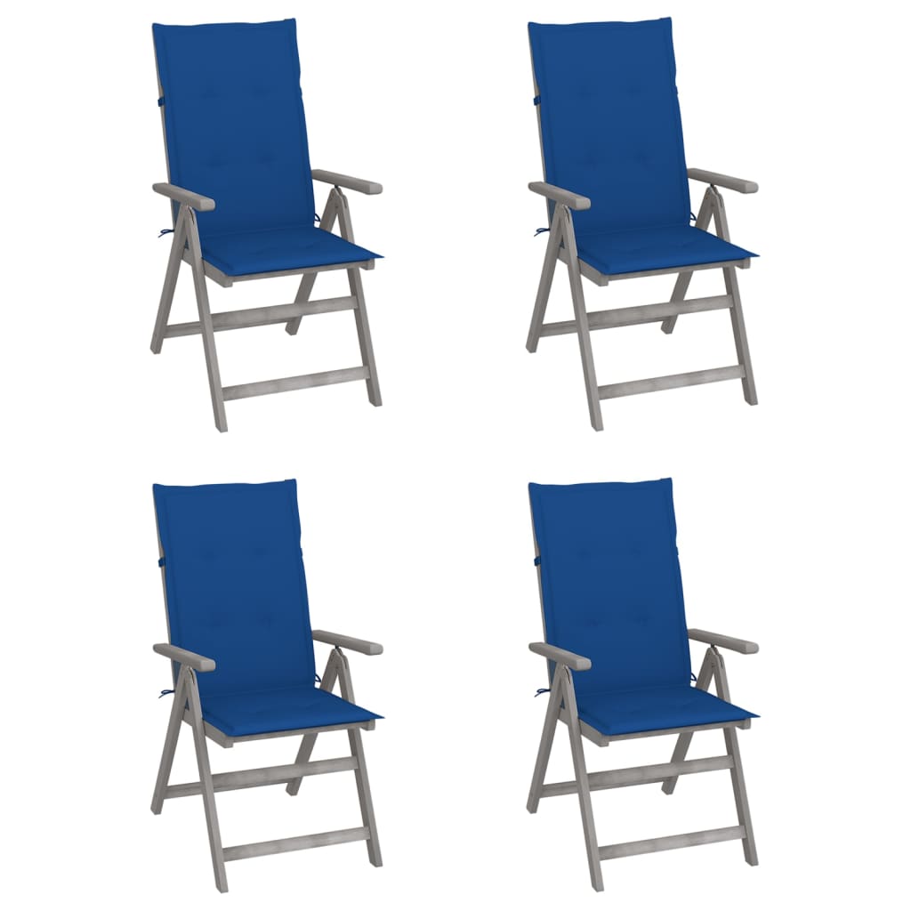 Chaises inclinables de jardin 4 pcs avec coussins Bois d'acacia - 2