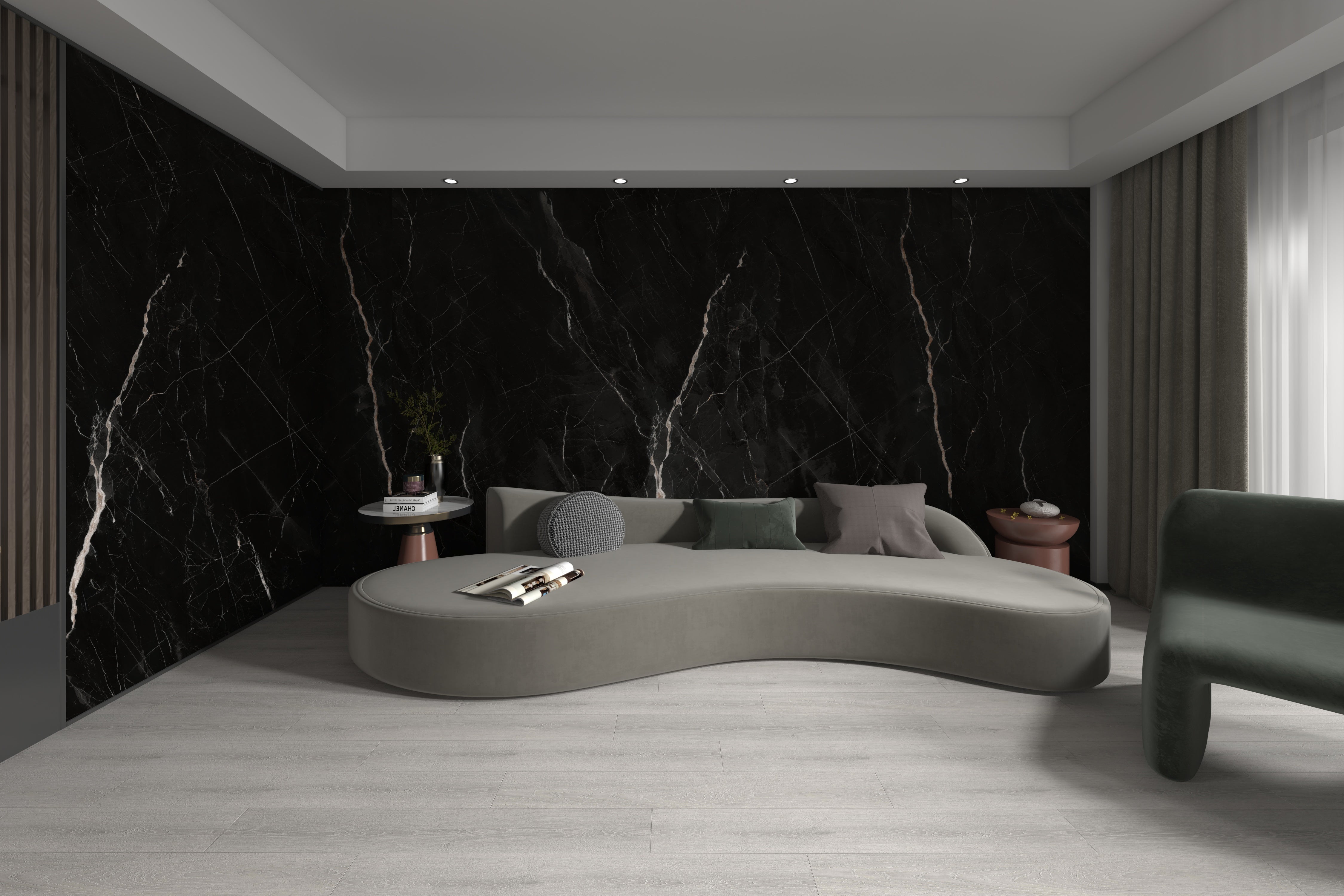 Panou decorativ SPC negru, 280x60x0,37 cm