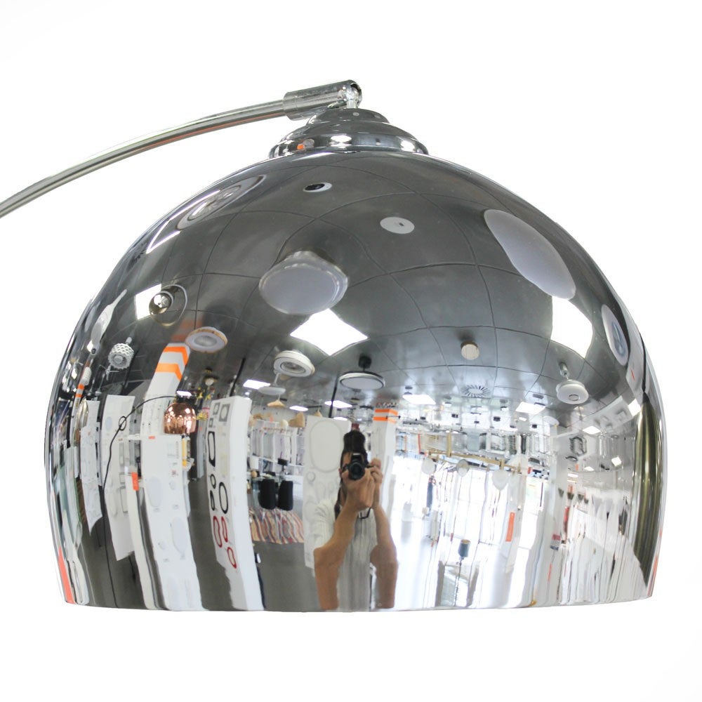 Lampada da terra Noova vintage ad arco in argento con base in marmo e paralume in metallo - 3