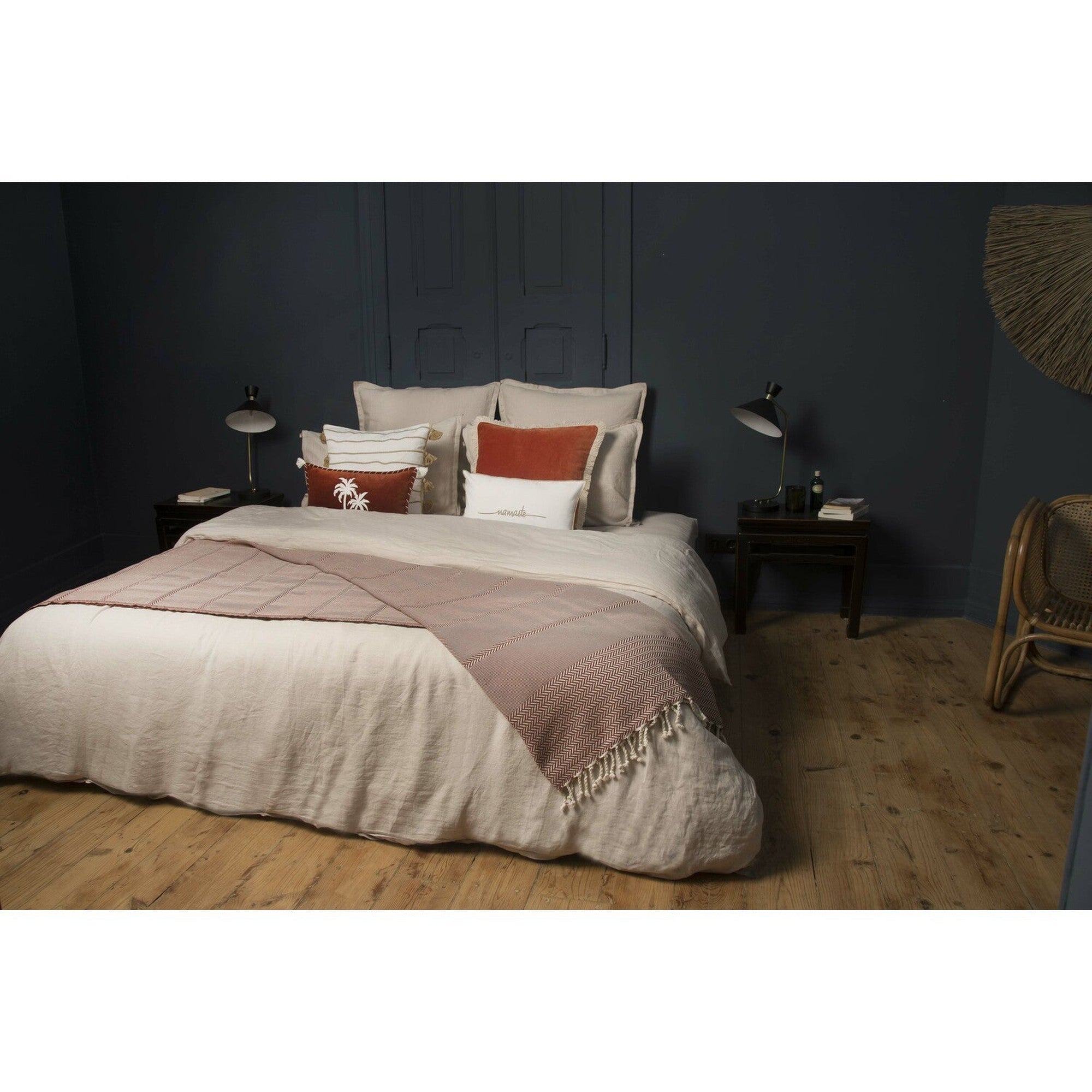 Plaid 130x170 coton rouge tomette - 6