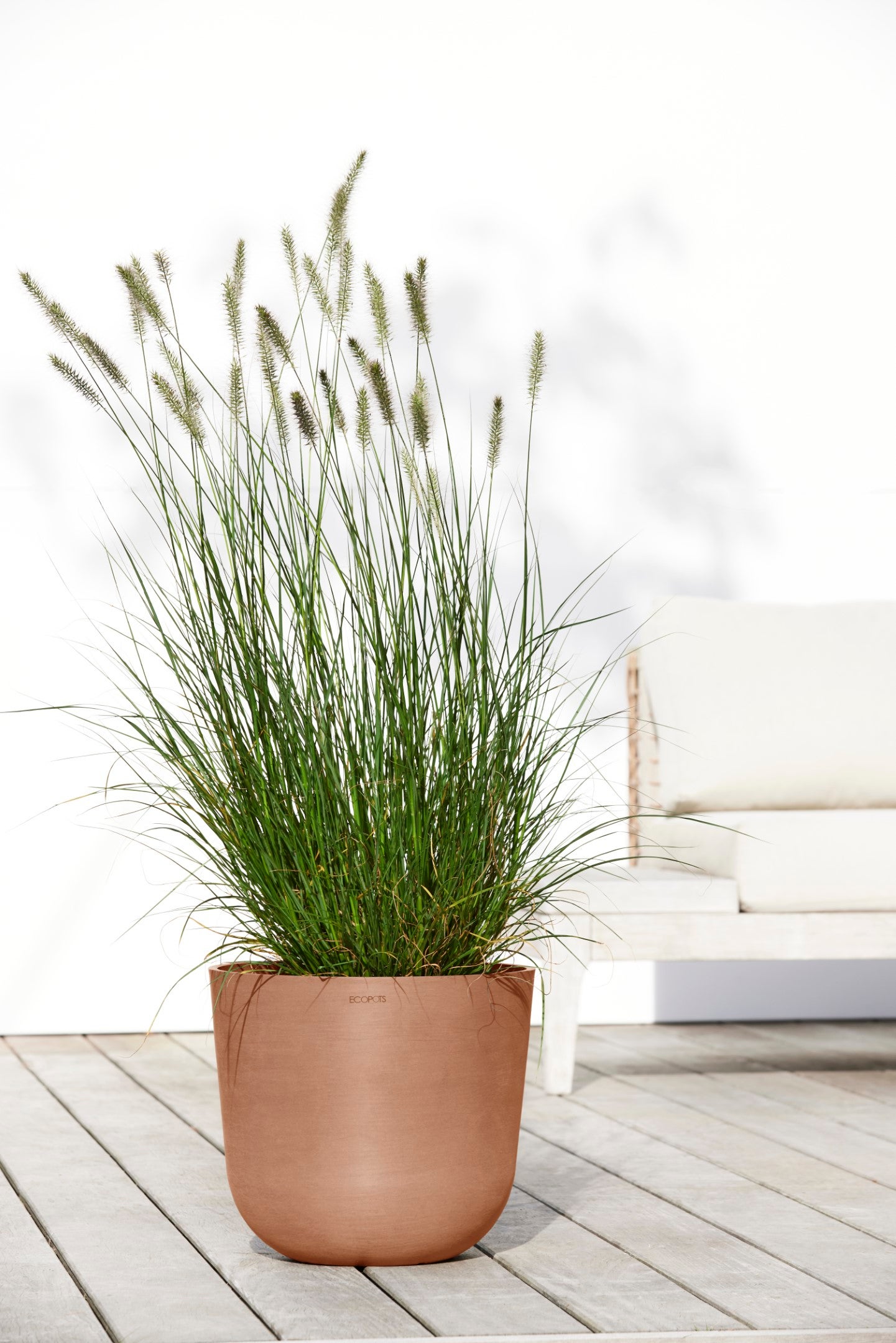 Soucoupe Ecopots rectangulaire 55 pour pot de fleurs - L 57,5 cm x l 19,2 cm x H 2,7 cm - Blanc gris - Intérieur et extérieur - 4