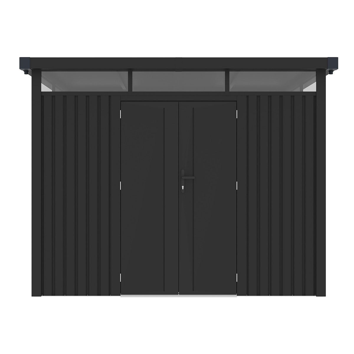 Abri de jardin moderne gris anthracite toit plat en acier galvanisé - 8