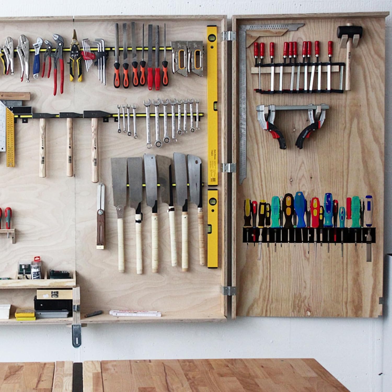 40 cm Support Mural Tournevi, Tournevis Étagère Murale, 19 Trous Étagère Murale Porte-Outils, avec Vis et Tubes D'expansion, pour Maison, Atelier, Rép - 5