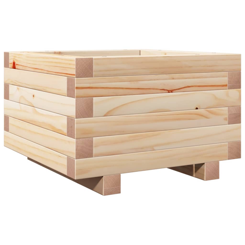 Jardinière bac lit surélevé plantes fleurs terrasse jardin 40 x 40 x 26,5 cm bois de pin massif marron 02_0037528 - 4