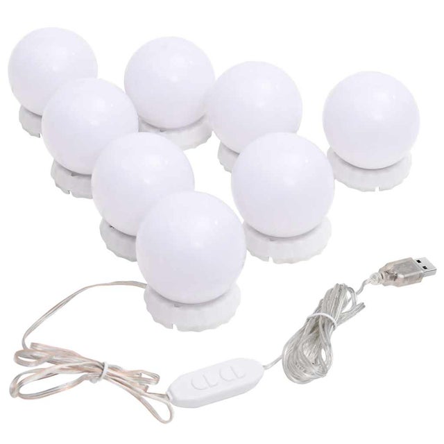 Applique Specchio 8 Lampadine LED Bianco Caldo e Bianco Freddo vidaXL