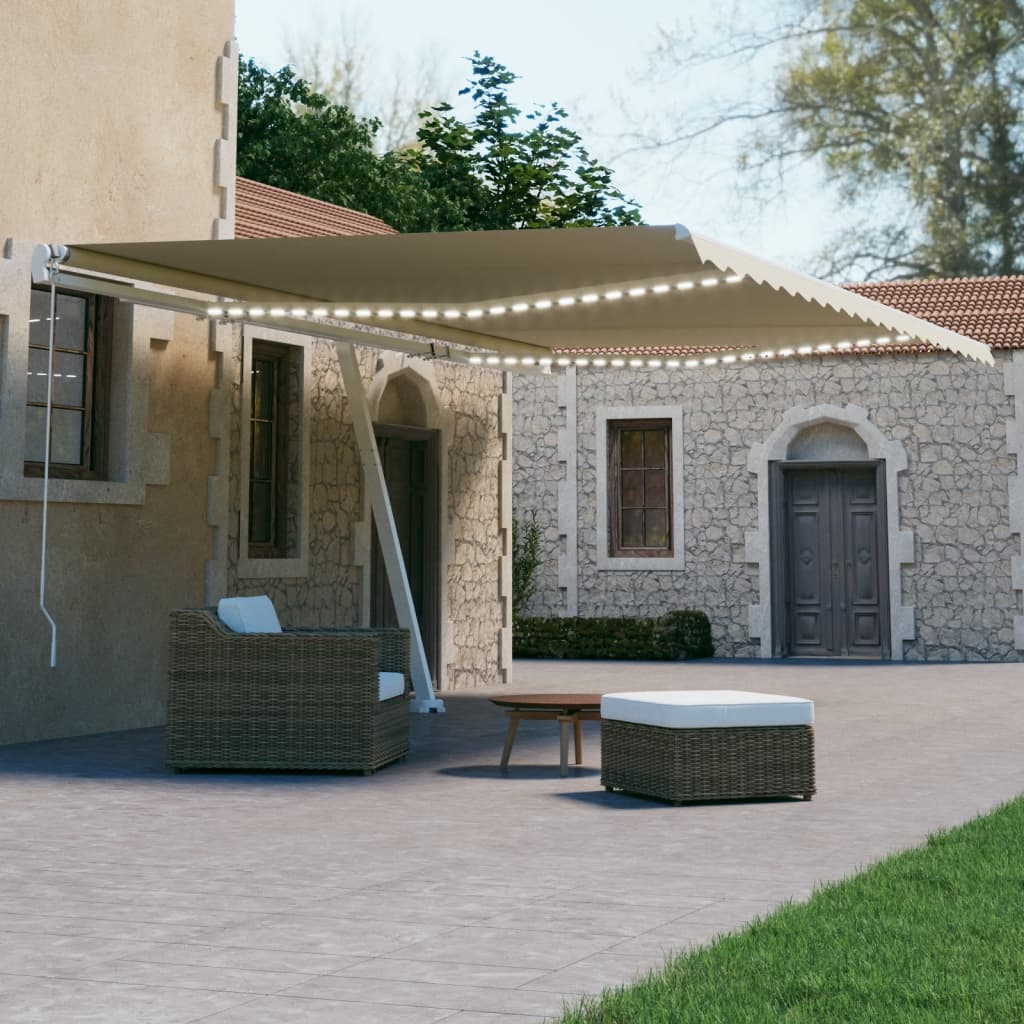 Automatycznie zwijana markiza, LED i czujnik wiatru, 600x300 cm vidaXL