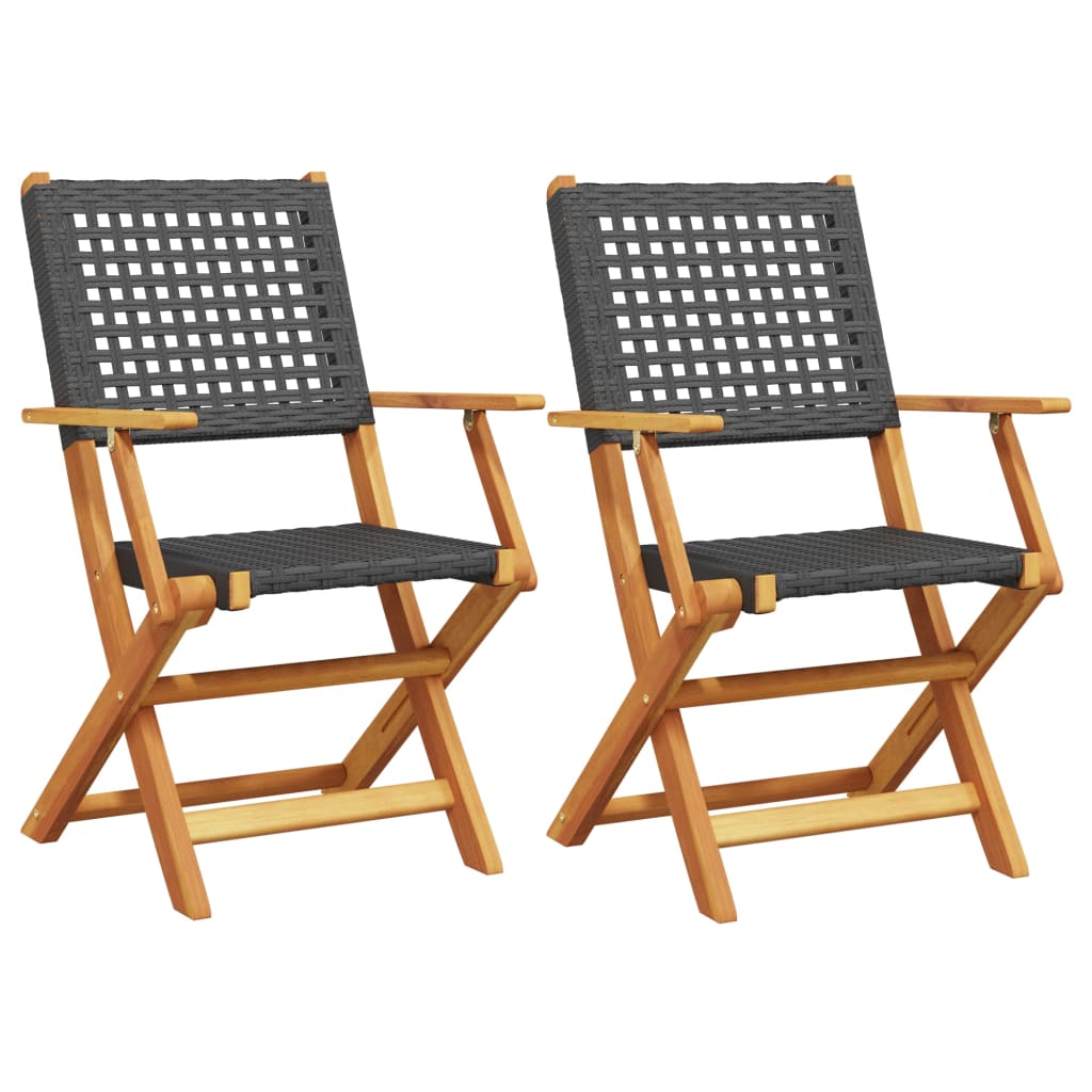VidaXL 2 Sedie Da Giardino In Polyrattan Nero E Legno Di Acacia - Comfort E Stile Outdoor