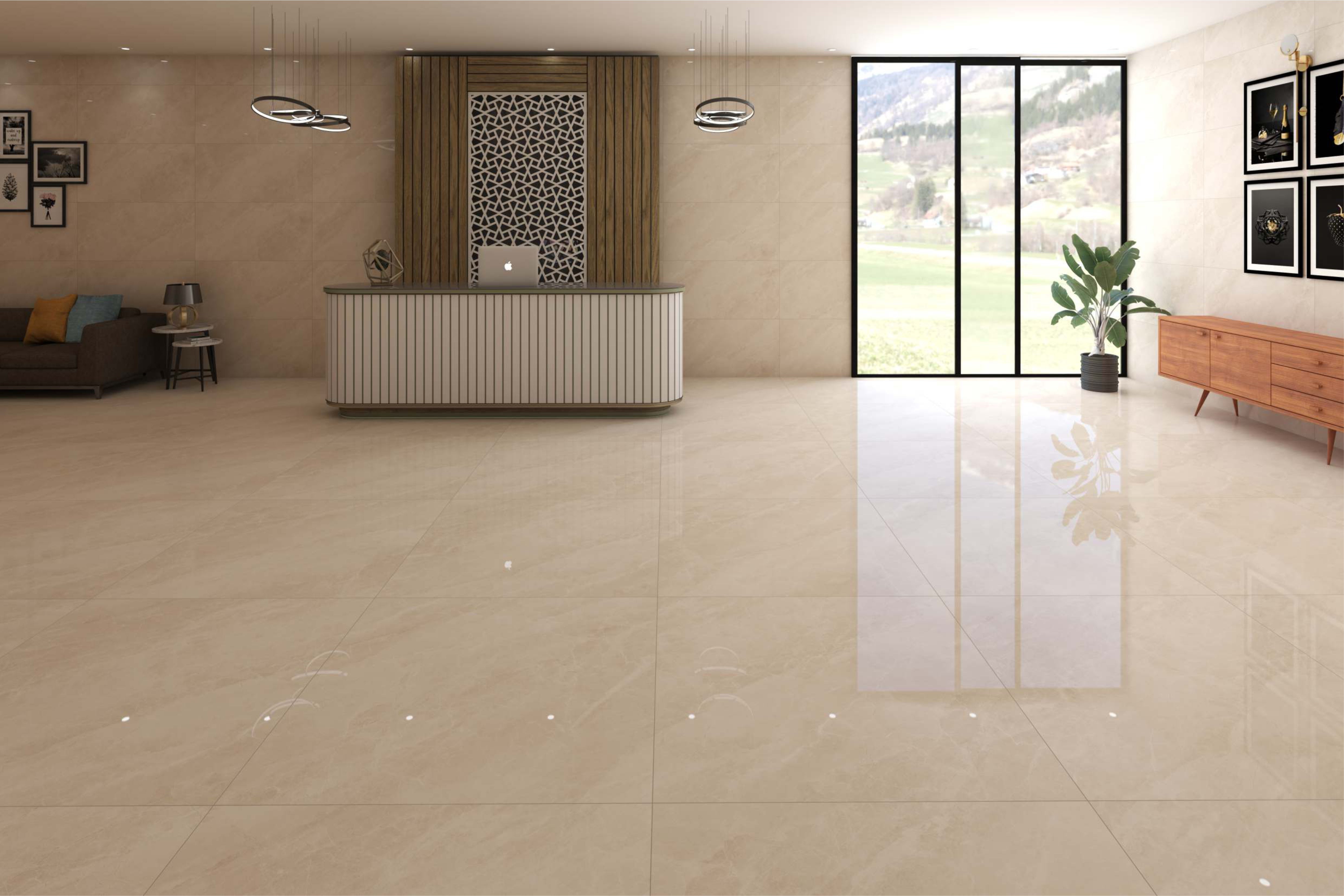Carrelage sol / mur effet marbre beige ATLANTIC SAND l.60 x L.120 cm Brilliant LIMCARO - 2